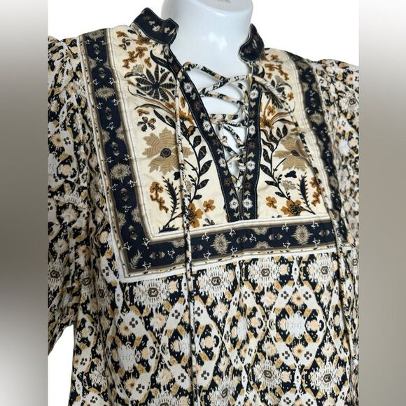 Anthropologie Puff-Sleeve Tie Neck Blouse - Picture 7 of 11